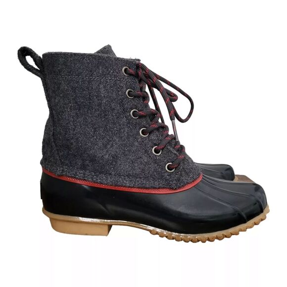 GH Bass & Co Harlequin Duck Boots Womens 6 Gray Wool Lace Up Ankle Rain Outdoor - Picture 5 of 10